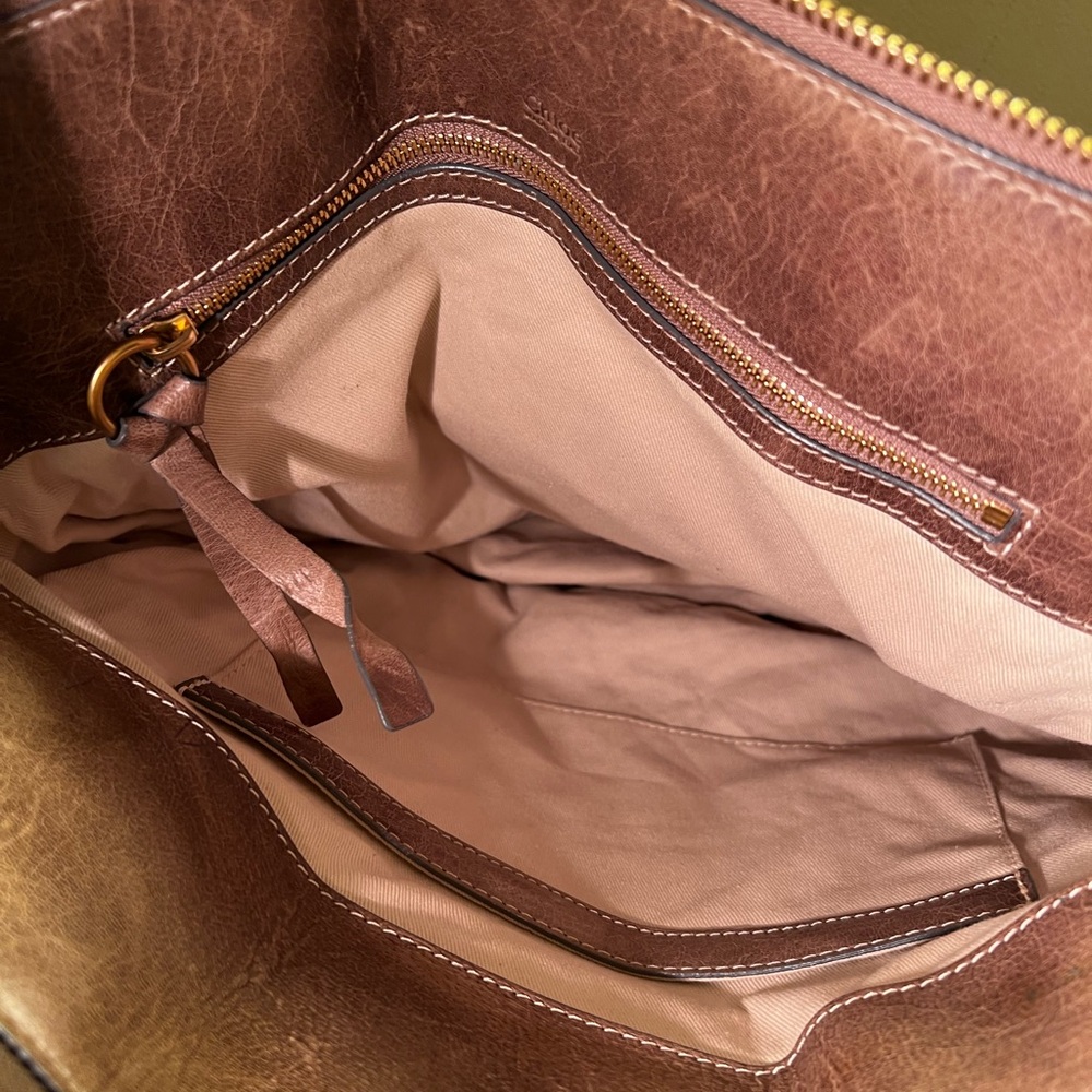 Chloe Heloise Brown Distressed Leather Shoulder Bag with Gold Accents Vintage - Picture 15 of 15